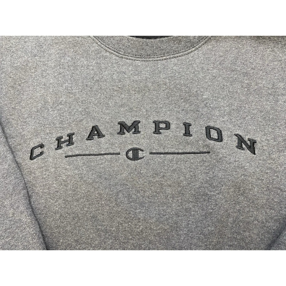 Champion Sweatshirt Mens XL Gray Crewneck Embroidered Script Logo Long Sleeve - Picture 5 of 9